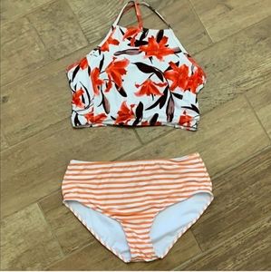 Cupshe Women’s High waisted Floral Stripes Bikini